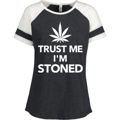 Trust Me I'm Stoned Marijuana Enza Ladies Jersey Colorblock Tee