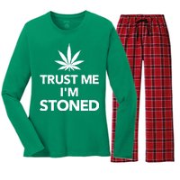 Trust Me I'm Stoned Marijuana Women's Long Sleeve Flannel Pajama Set 