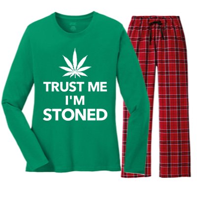 Trust Me I'm Stoned Marijuana Women's Long Sleeve Flannel Pajama Set 