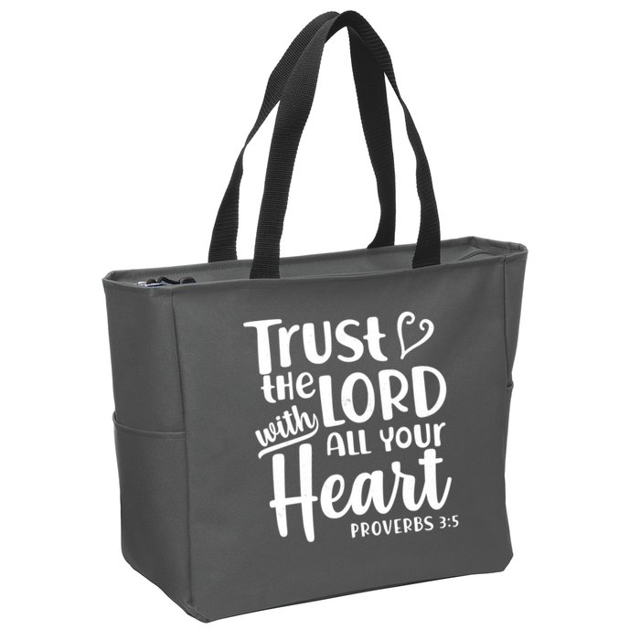 Trust The Lord With All Your Heart Proverbs 3:5 Zip Tote Bag