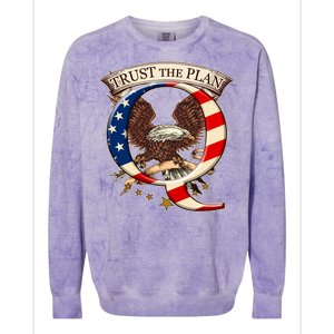 Trust The Plan Qanon American Flag Eagle Colorblast Crewneck Sweatshirt