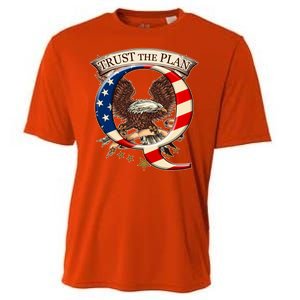 Trust The Plan Qanon American Flag Eagle Cooling Performance Crew T-Shirt