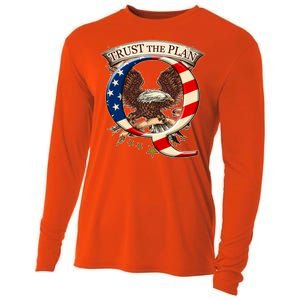 Trust The Plan Qanon American Flag Eagle Cooling Performance Long Sleeve Crew