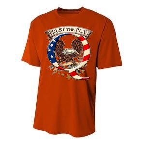 Trust The Plan Qanon American Flag Eagle Performance Sprint T-Shirt