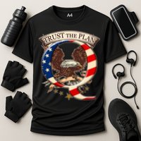 Trust The Plan Qanon American Flag Eagle Cooling Performance Crew T-Shirt