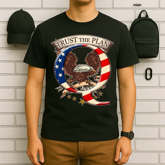 Trust The Plan Qanon American Flag Eagle T-Shirt