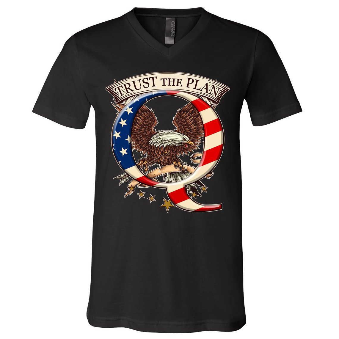 Trust The Plan Qanon American Flag Eagle V-Neck T-Shirt