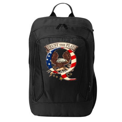 Trust The Plan Qanon American Flag Eagle City Backpack