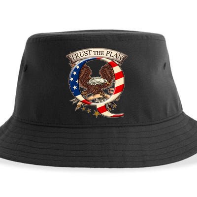 Trust The Plan Qanon American Flag Eagle Sustainable Bucket Hat