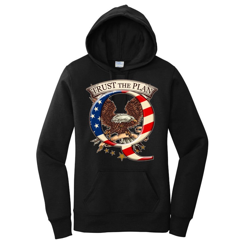 Trust The Plan Qanon American Flag Eagle Women's Pullover Hoodie