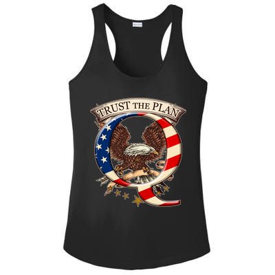 Trust The Plan Qanon American Flag Eagle Ladies PosiCharge Competitor Racerback Tank