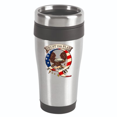 Trust The Plan Qanon American Flag Eagle 16oz Travel Tumbler