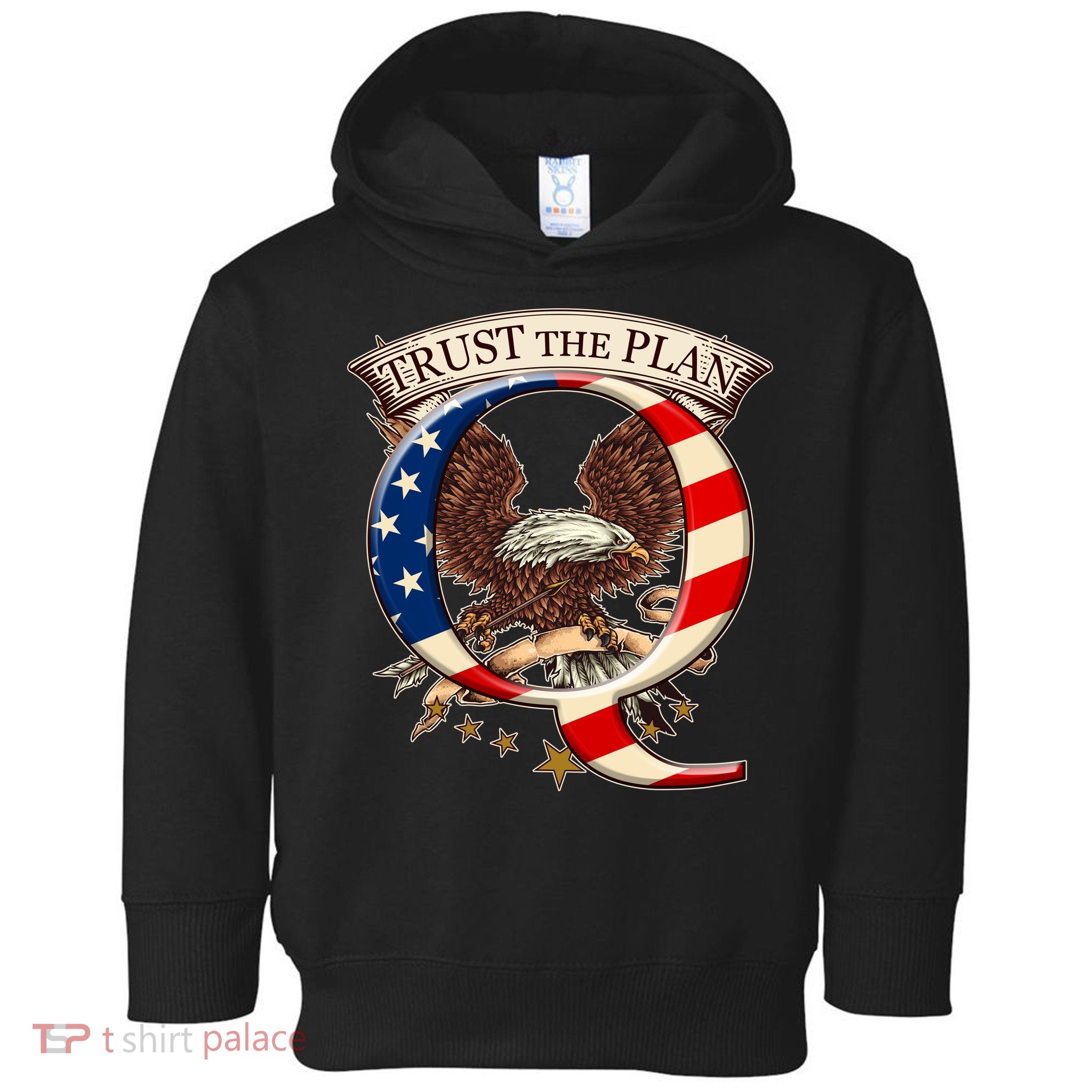 Trust The Plan Qanon American Flag Eagle Toddler Hoodie