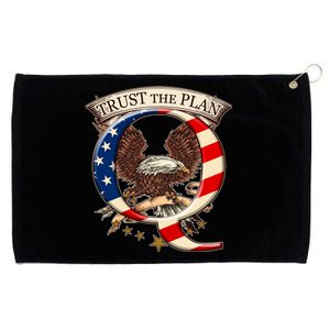 Trust The Plan Qanon American Flag Eagle Grommeted Golf Towel