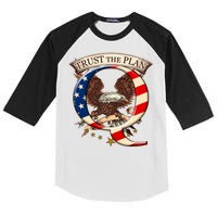 Trust The Plan Qanon American Flag Eagle Kids Colorblock Raglan Jersey