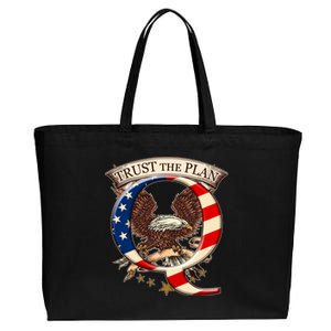 Trust The Plan Qanon American Flag Eagle Cotton Canvas Jumbo Tote