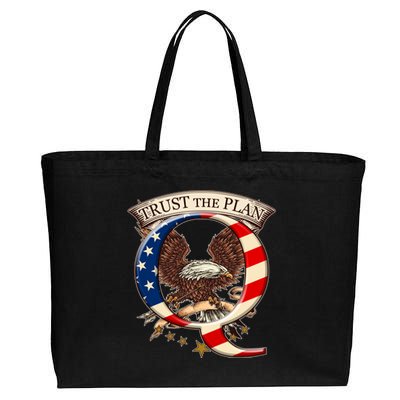 Trust The Plan Qanon American Flag Eagle Cotton Canvas Jumbo Tote