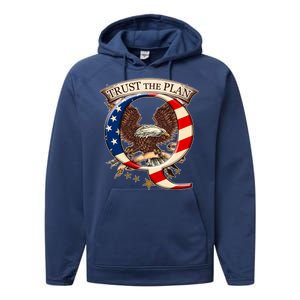 Trust The Plan Qanon American Flag Eagle Performance Fleece Hoodie