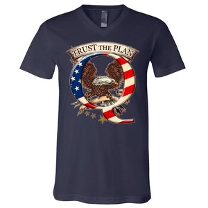 Trust The Plan Qanon American Flag Eagle V-Neck T-Shirt