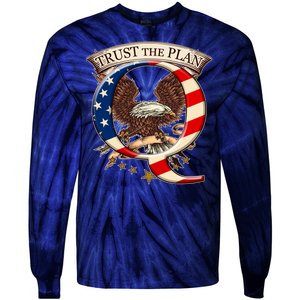 Trust The Plan Qanon American Flag Eagle Tie-Dye Long Sleeve Shirt