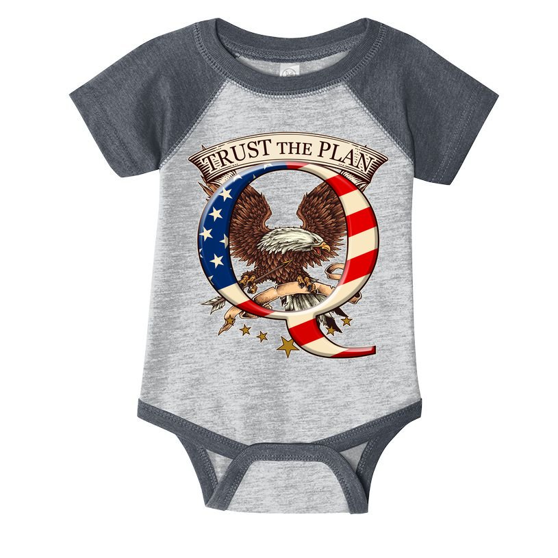 Trust The Plan Qanon American Flag Eagle Infant Baby Jersey Bodysuit