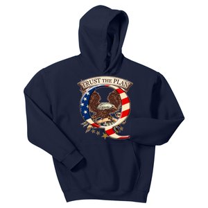 Trust The Plan Qanon American Flag Eagle Kids Hoodie