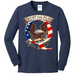 Trust The Plan Qanon American Flag Eagle Kids Long Sleeve Shirt