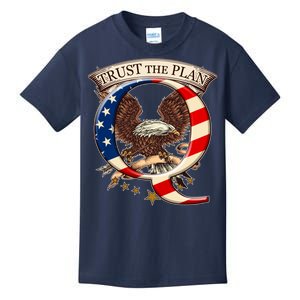 Trust The Plan Qanon American Flag Eagle Kids T-Shirt