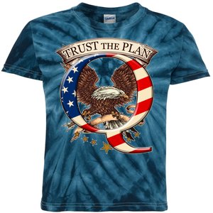 Trust The Plan Qanon American Flag Eagle Kids Tie-Dye T-Shirt