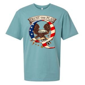 Trust The Plan Qanon American Flag Eagle Sueded Cloud Jersey T-Shirt