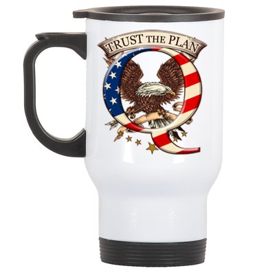 Trust The Plan Qanon American Flag Eagle Stainless Steel Travel Mug