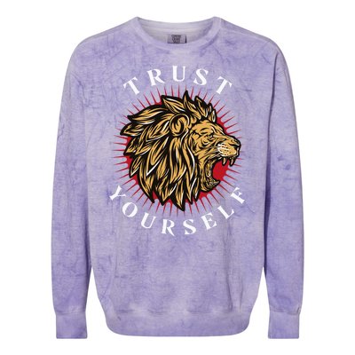 Trust Yourself Lion Colorblast Crewneck Sweatshirt