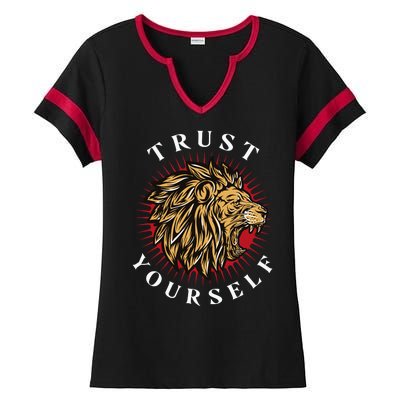 Trust Yourself Lion Ladies Halftime Notch Neck Tee