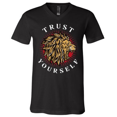 Trust Yourself Lion V-Neck T-Shirt