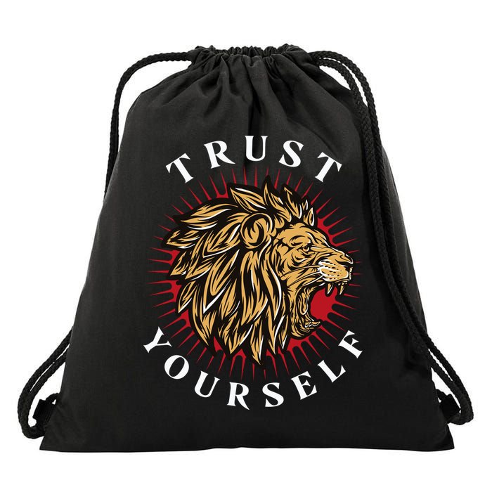 Trust Yourself Lion Drawstring Bag