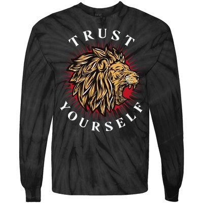 Trust Yourself Lion Tie-Dye Long Sleeve Shirt