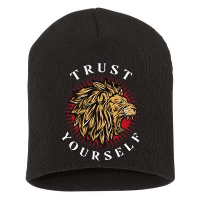 Trust Yourself Lion Short Acrylic Beanie