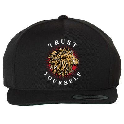 Trust Yourself Lion Wool Snapback Cap