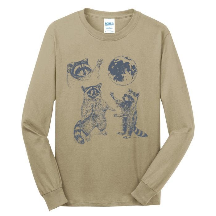 Three Raccoons Vintage Retro Raccoon Moon Tall Long Sleeve T-Shirt