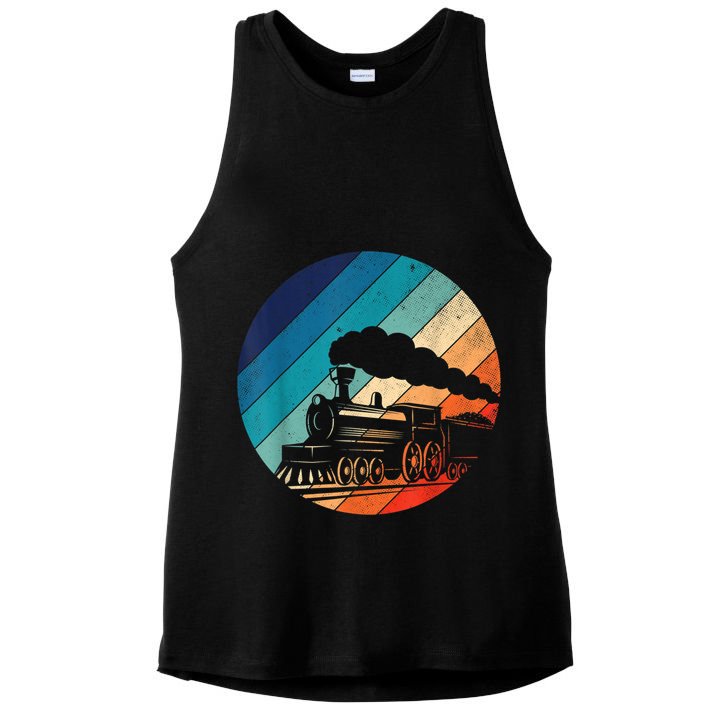 Train Railroad Vintage Retro Locomotive Old Model Ladies PosiCharge Tri-Blend Wicking Tank