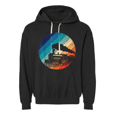 Train Railroad Vintage Retro Locomotive Old Model Garment-Dyed Fleece Hoodie