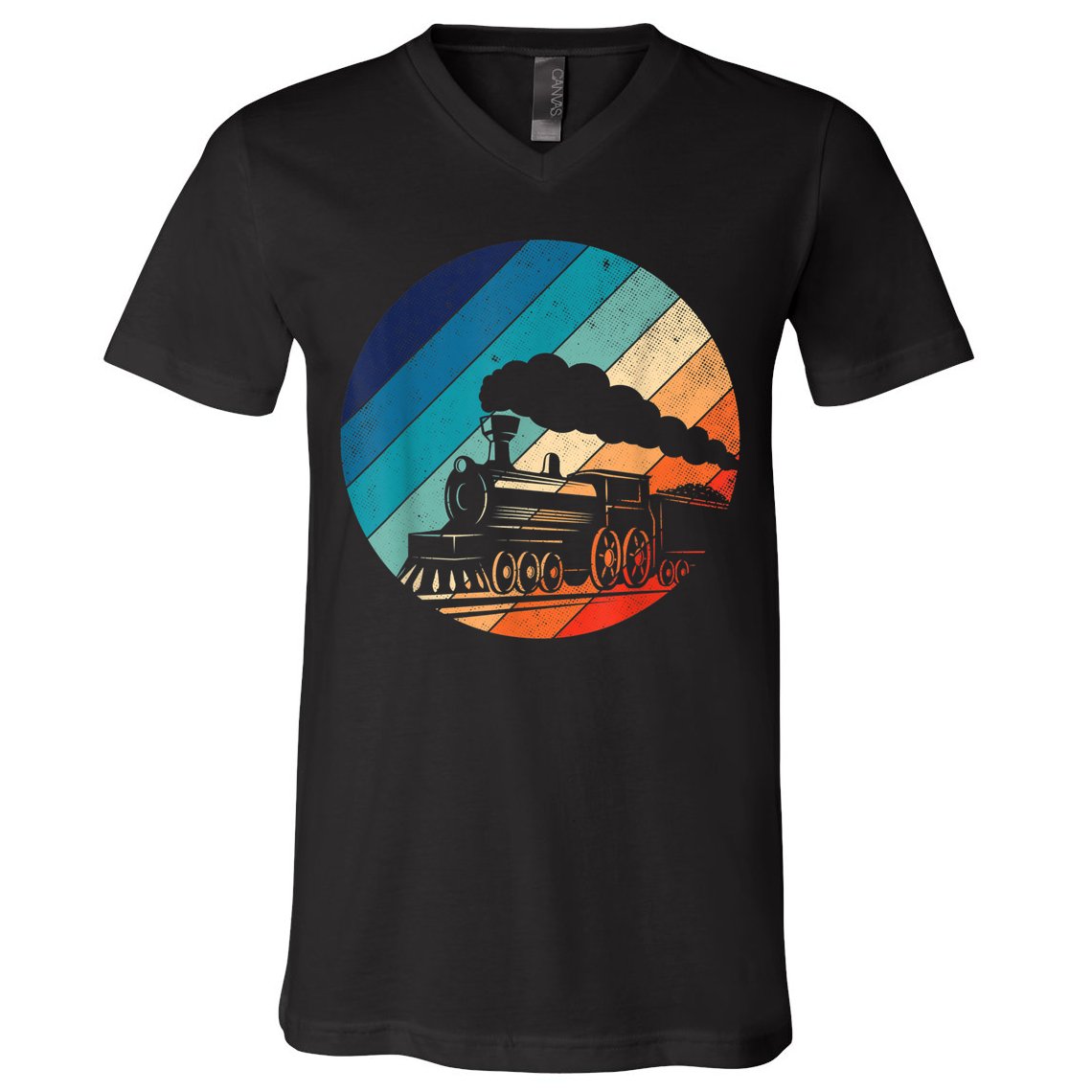 Train Railroad Vintage Retro Locomotive Old Model V-Neck T-Shirt