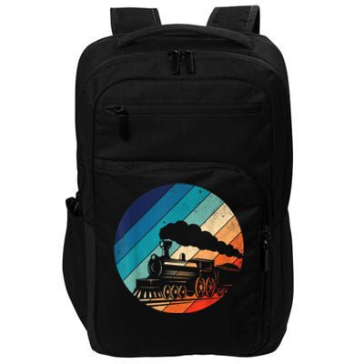 Train Railroad Vintage Retro Locomotive Old Model Impact Tech Backpack