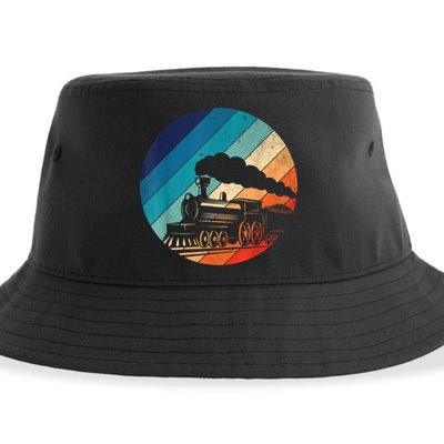 Train Railroad Vintage Retro Locomotive Old Model Sustainable Bucket Hat