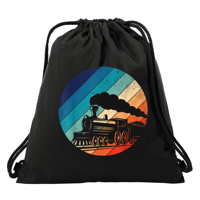 Train Railroad Vintage Retro Locomotive Old Model Drawstring Bag