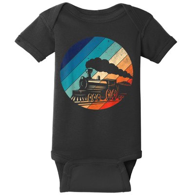 Train Railroad Vintage Retro Locomotive Old Model Baby Bodysuit