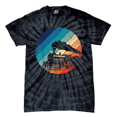 Train Railroad Vintage Retro Locomotive Old Model Tie-Dye T-Shirt