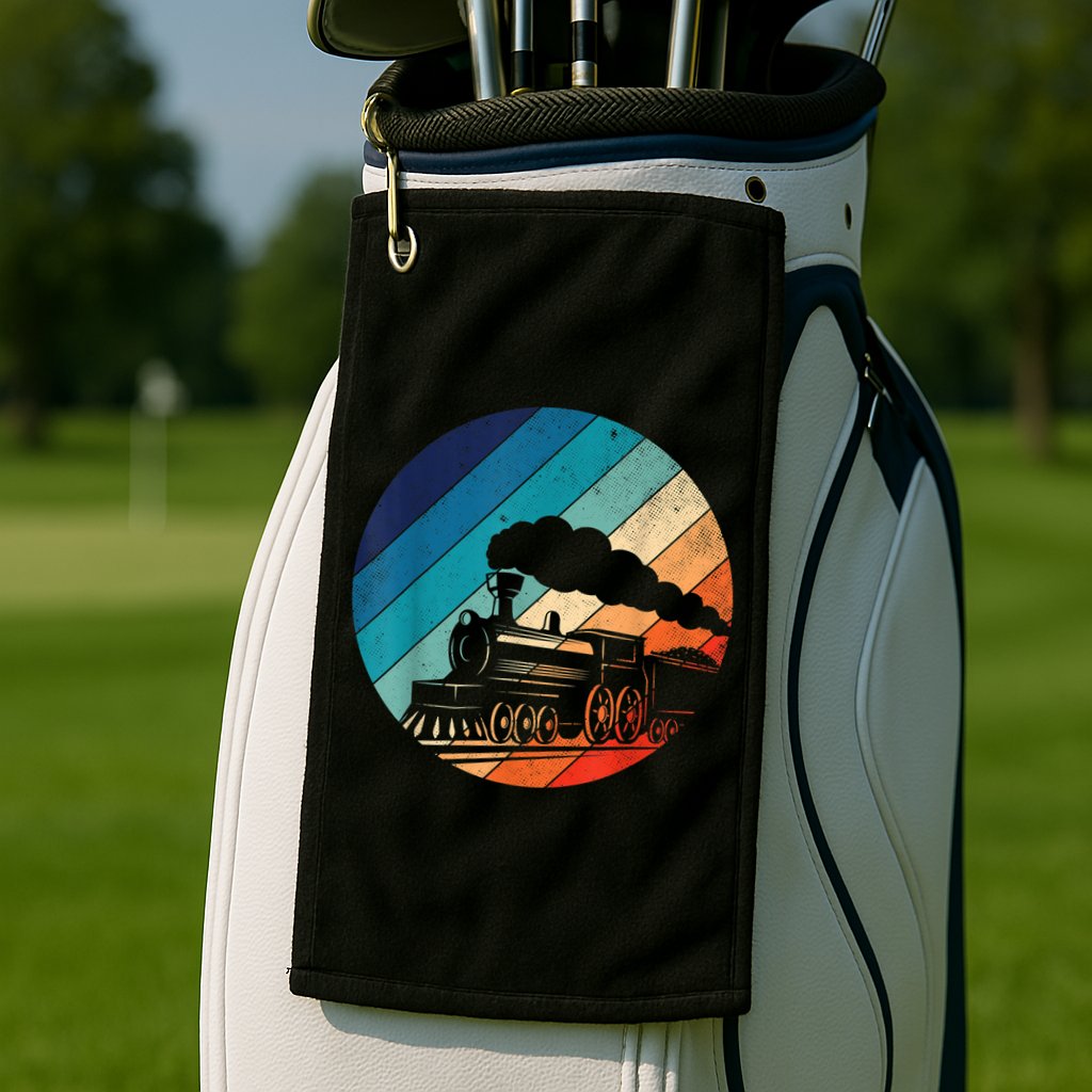 Train Railroad Vintage Retro Locomotive Old Model Golf Towel