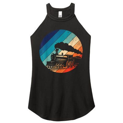 Train Railroad Vintage Retro Locomotive Old Model Women's Perfect Tri Rocker Tank