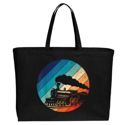 Train Railroad Vintage Retro Locomotive Old Model Cotton Canvas Jumbo Tote